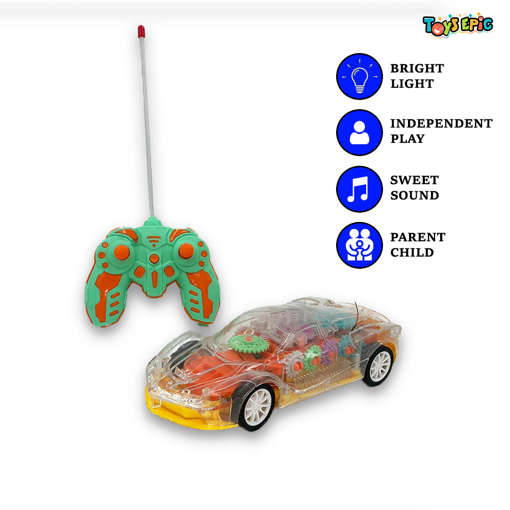 Musical and 3D Lights Transparent Remote Control car – ToyEpic